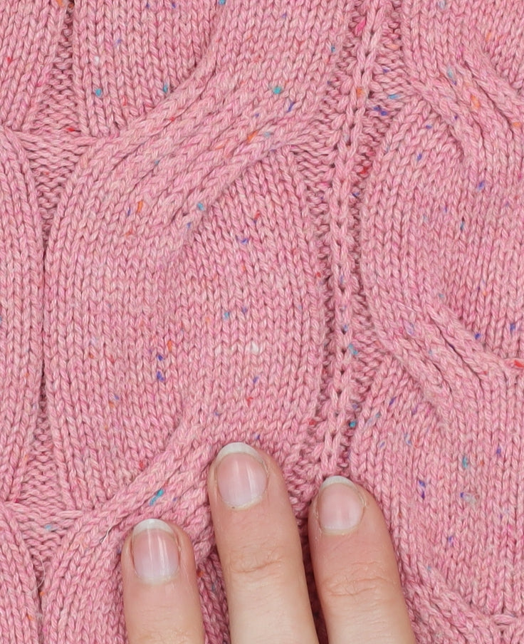 Marks and Spencer Women’s Pink Cable-Knit Cotton Blend Jumper Size S
