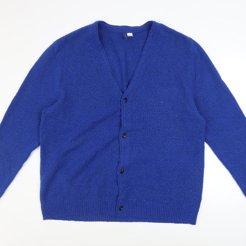 H&M Men Blue XL V-Neck Button Cardigan Knit Jumper