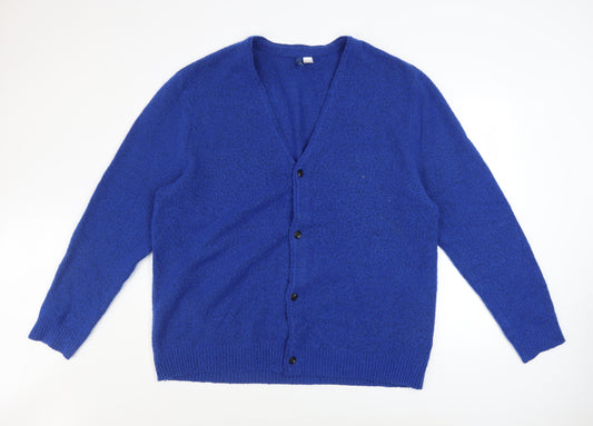 H&M Men Blue XL V-Neck Button Cardigan Knit Jumper