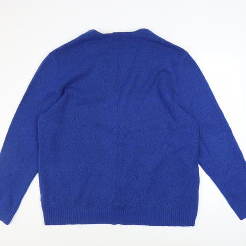 H&M Men Blue XL V-Neck Button Cardigan Knit Jumper