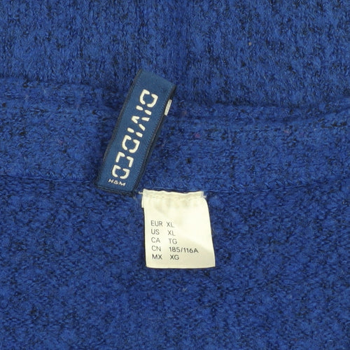 H&M Men Blue XL V-Neck Button Cardigan Knit Jumper