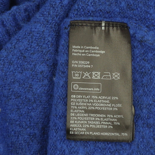 H&M Men Blue XL V-Neck Button Cardigan Knit Jumper