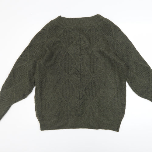 Marks and Spencer Women’s Green Cable-Knit Pullover Jumper M