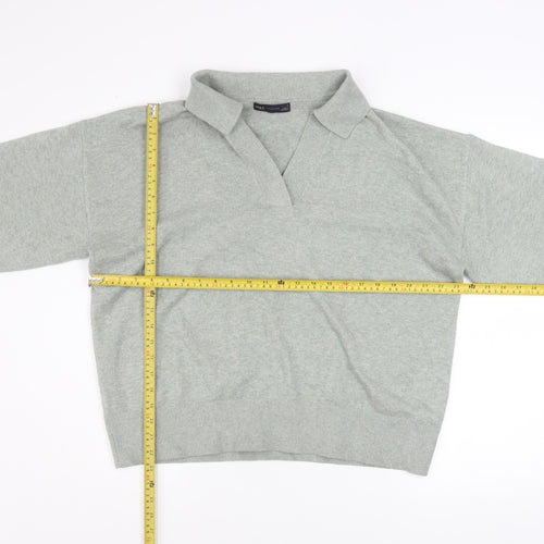 Marks and Spencer Women’s Grey Collared Pullover Jumper L Knit Long Sleeve
