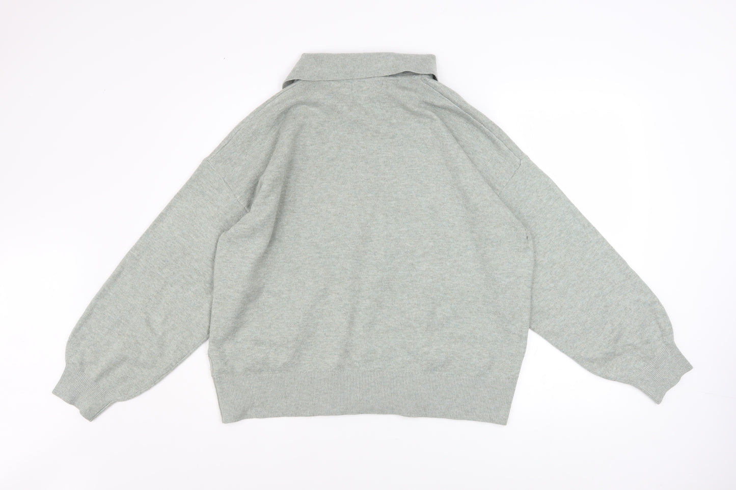 Marks and Spencer Women’s Grey Collared Pullover Jumper L Knit Long Sleeve