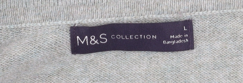 Marks and Spencer Women’s Grey Collared Pullover Jumper L Knit Long Sleeve