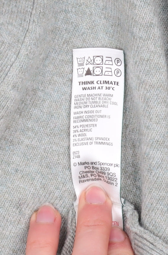 Marks and Spencer Women’s Grey Collared Pullover Jumper L Knit Long Sleeve