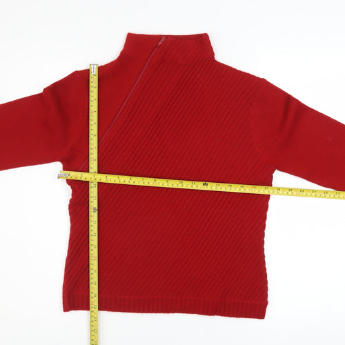 Liquid Womens Red High Neck Zip Knit Jumper Size M
