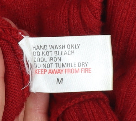 Liquid Womens Red High Neck Zip Knit Jumper Size M