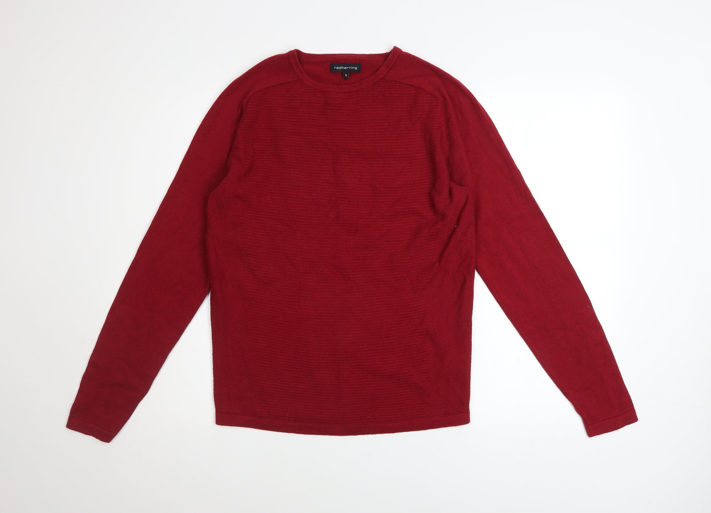 Red Herring Men's Red Cotton Crew Neck Jumper Size S