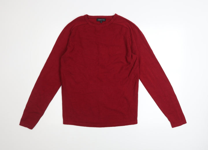 Red Herring Men's Red Cotton Crew Neck Jumper Size S