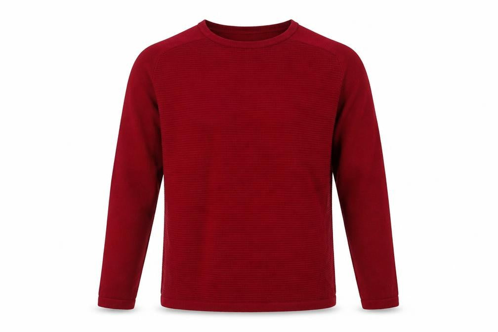 Front view of Red Herring Men's Red Cotton Crew Neck Jumper, size S