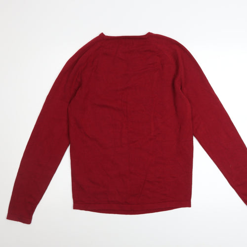 Red Herring Men's Red Cotton Crew Neck Jumper Size S