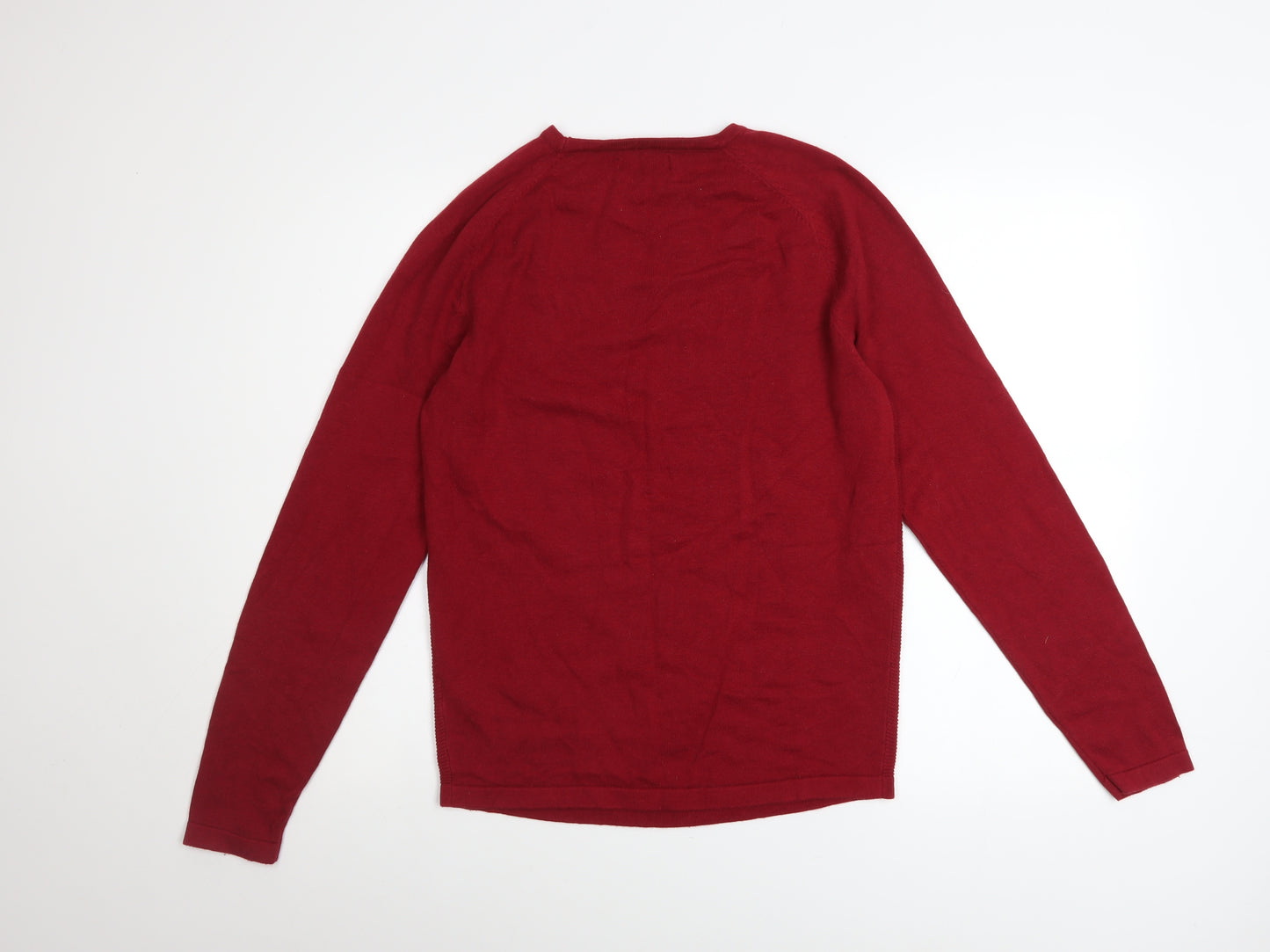 Red Herring Men's Red Cotton Crew Neck Jumper Size S
