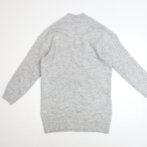 Peacocks Women Grey High Neck Knit Jumper Size S Long Sleeve