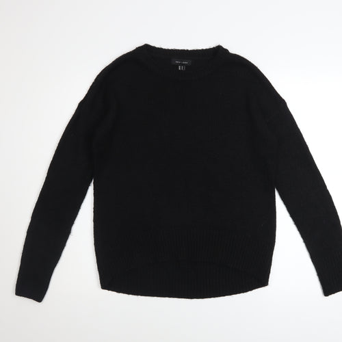 New Look Women's Black Acrylic Crew Neck Pullover Jumper Size S