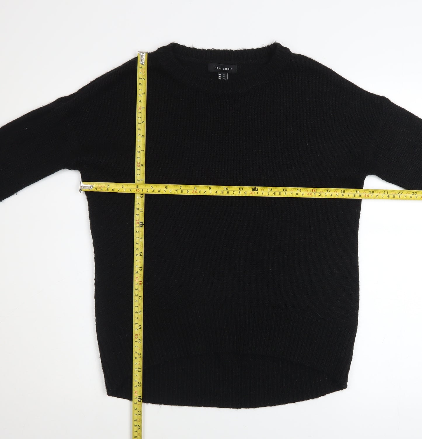 New Look Women's Black Acrylic Crew Neck Pullover Jumper Size S