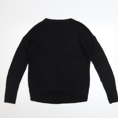 New Look Women's Black Acrylic Crew Neck Pullover Jumper Size S