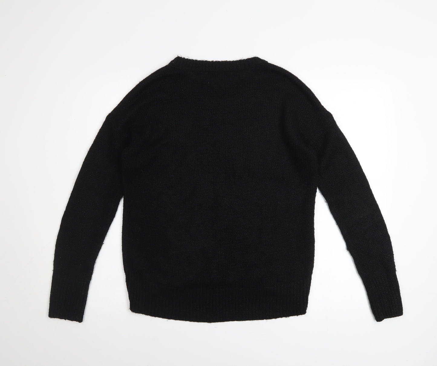 New Look Women's Black Acrylic Crew Neck Pullover Jumper Size S