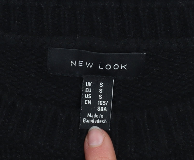 New Look Women's Black Acrylic Crew Neck Pullover Jumper Size S