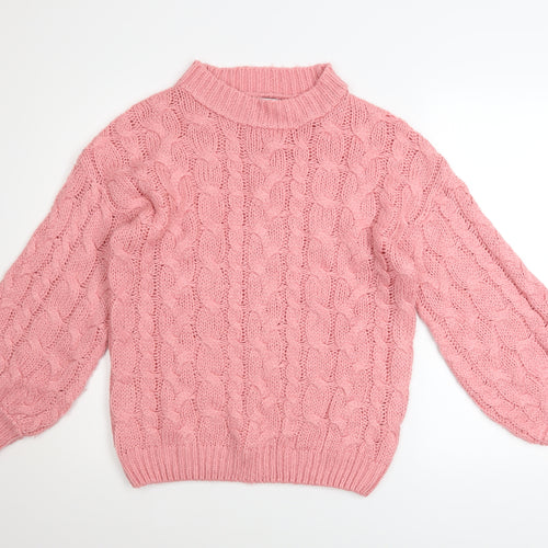 In The Style Women Pink Cable-Knit Acrylic Jumper UK 10