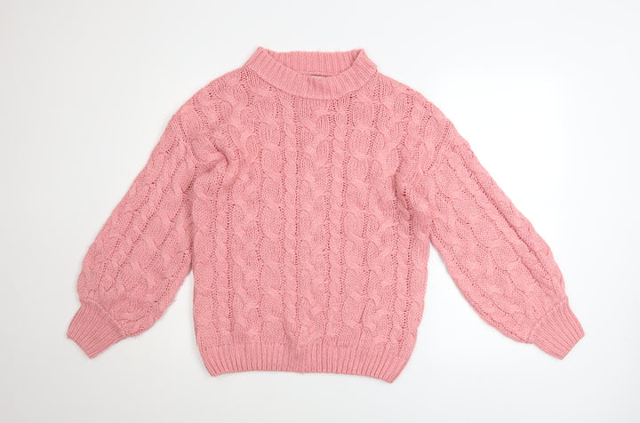 In The Style Women Pink Cable-Knit Acrylic Jumper UK 10