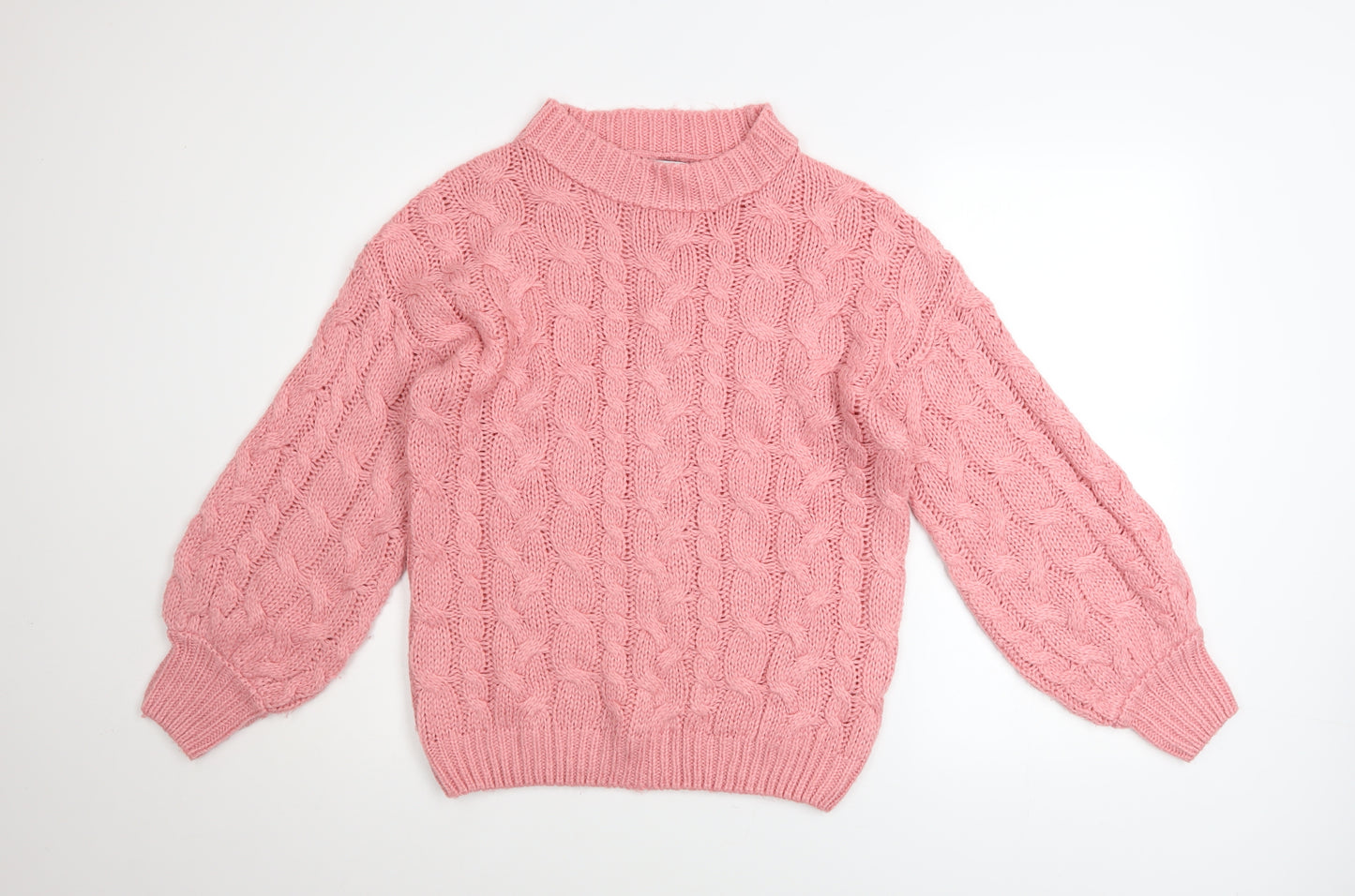 In The Style Women Pink Cable-Knit Acrylic Jumper UK 10