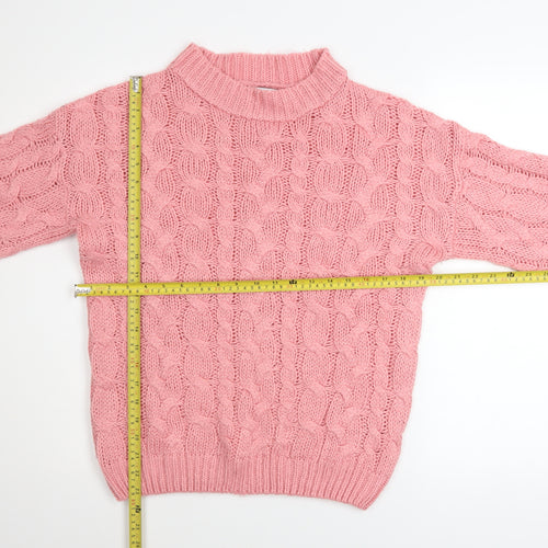 In The Style Women Pink Cable-Knit Acrylic Jumper UK 10