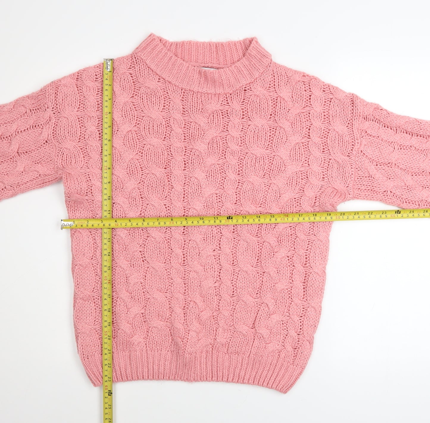 In The Style Women Pink Cable-Knit Acrylic Jumper UK 10