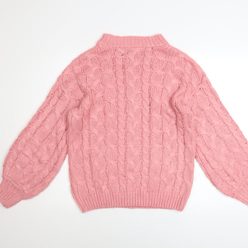 In The Style Women Pink Cable-Knit Acrylic Jumper UK 10