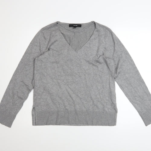 Vero Moda Women's Grey V-Neck Knit Long Sleeve Pullover Jumper Size S