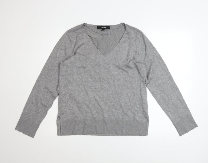 Vero Moda Women's Grey V-Neck Knit Long Sleeve Pullover Jumper Size S