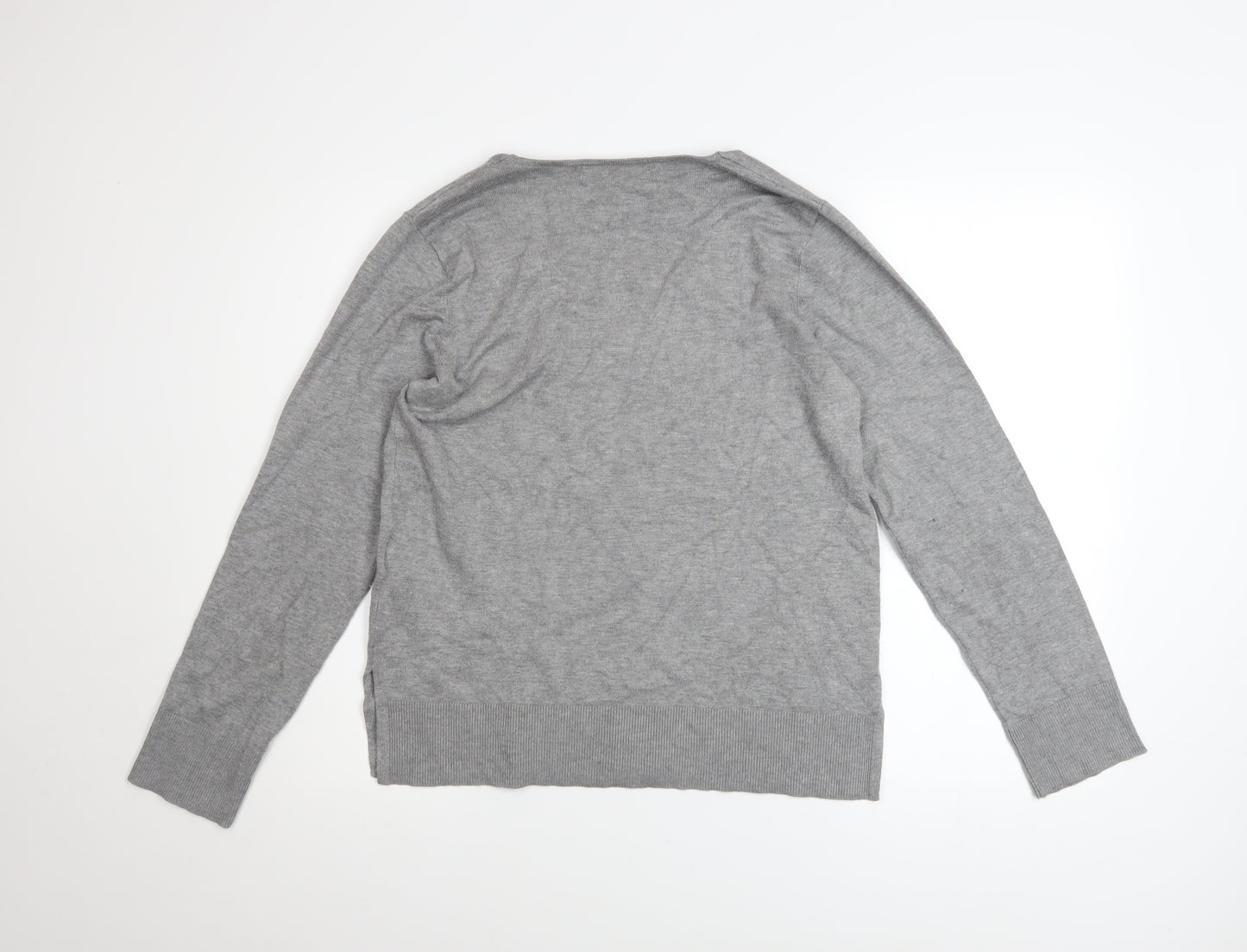 Vero Moda Women's Grey V-Neck Knit Long Sleeve Pullover Jumper Size S