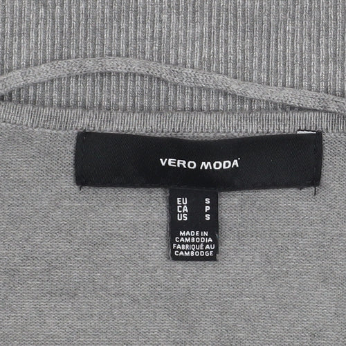 Vero Moda Women's Grey V-Neck Knit Long Sleeve Pullover Jumper Size S