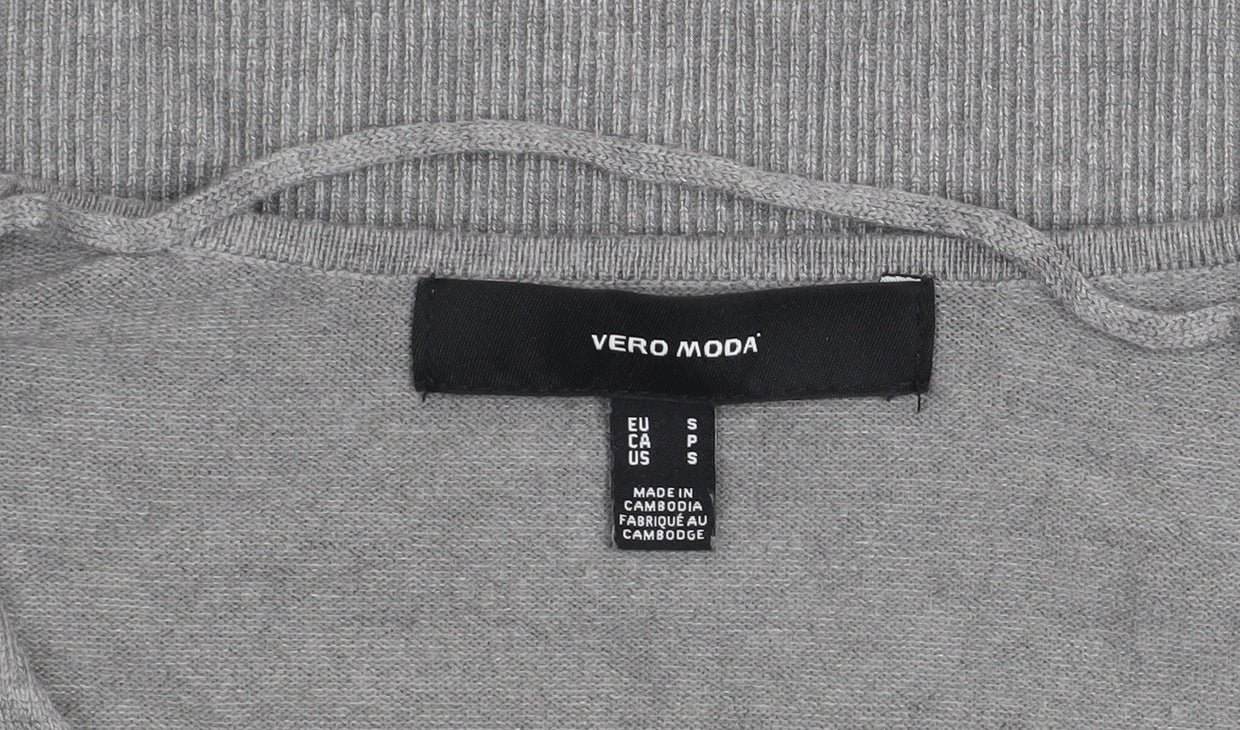 Vero Moda Women's Grey V-Neck Knit Long Sleeve Pullover Jumper Size S