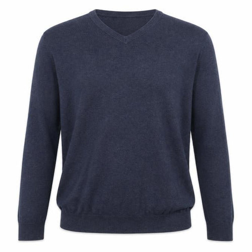 John Lewis Men's Blue V-Neck Cotton Knit Jumper M