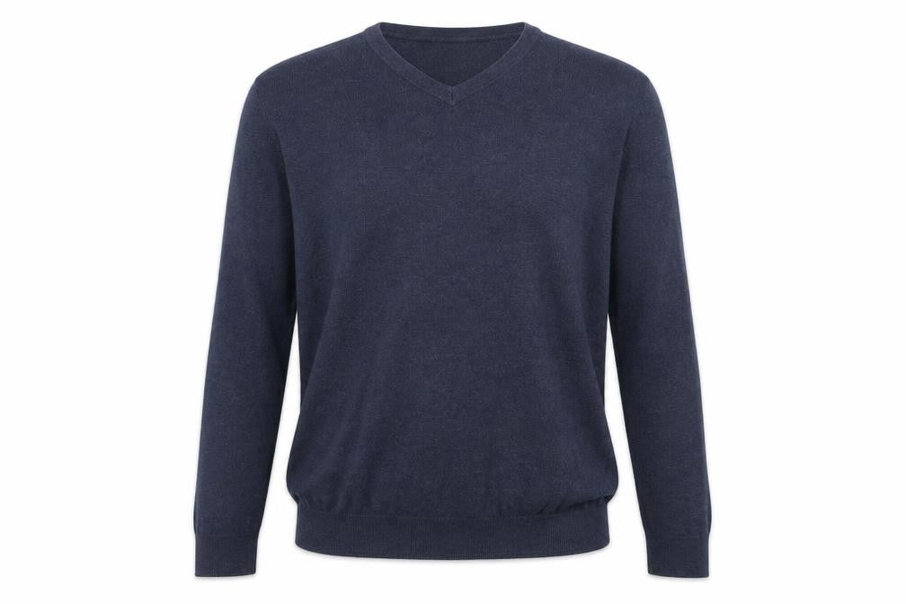 John Lewis Men's Blue V-Neck Cotton Knit Jumper M