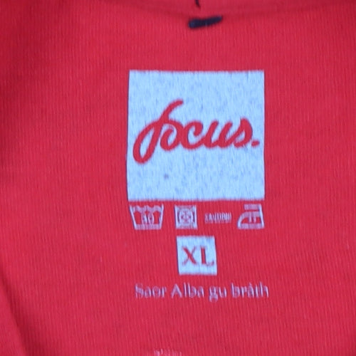 Focus Mens Red XL Graphic Skull Print Cotton T-Shirt