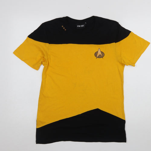 Star Trek Men's Yellow & Black Colourblock Crew Neck T-Shirt Size S