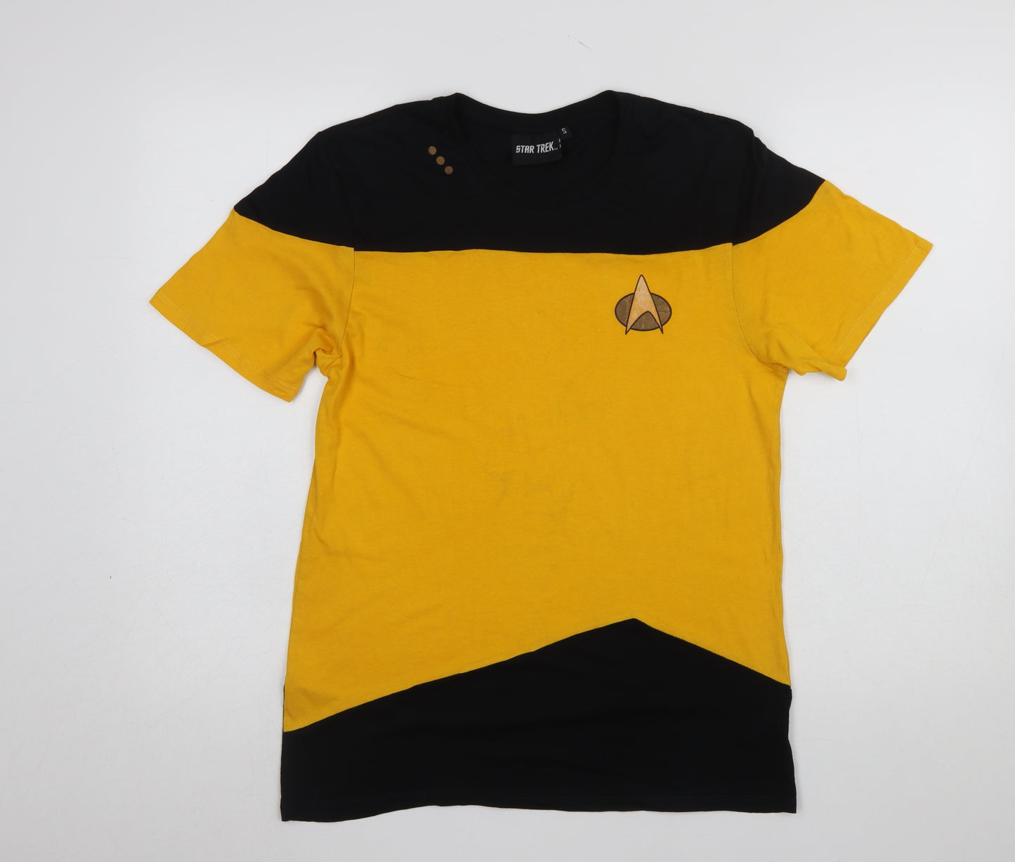 Star Trek Men's Yellow & Black Colourblock Crew Neck T-Shirt Size S
