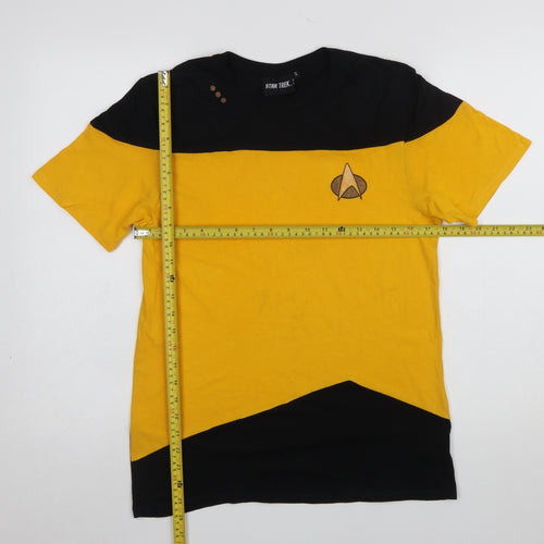 Star Trek Men's Yellow & Black Colourblock Crew Neck T-Shirt Size S