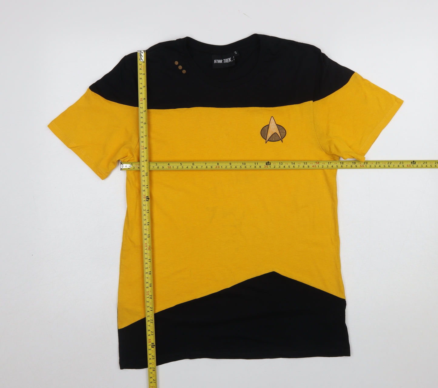 Star Trek Men's Yellow & Black Colourblock Crew Neck T-Shirt Size S