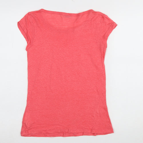 Benetton Women's Pink Linen Short Sleeve Basic T-Shirt Size S