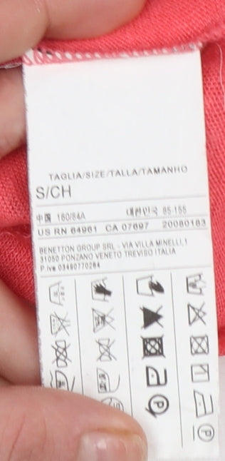 Benetton Women's Pink Linen Short Sleeve Basic T-Shirt Size S