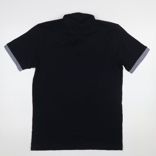 Steel & Jelly Men’s Black Cotton Polo Shirt L Short Sleeve Button Collar