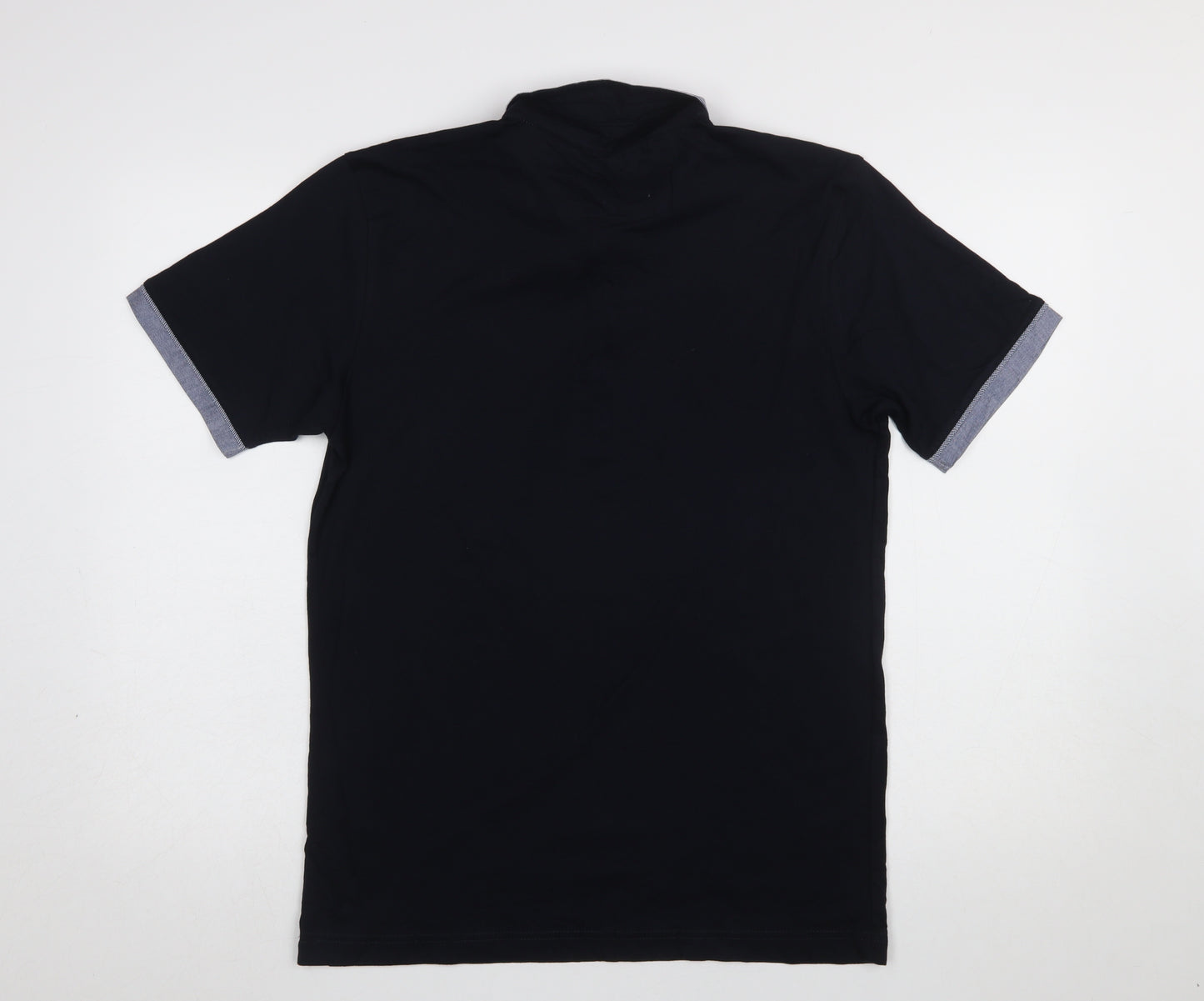 Steel & Jelly Men’s Black Cotton Polo Shirt L Short Sleeve Button Collar