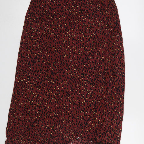 New Look Women’s Red Animal Print Wrap Midi Skirt UK 12