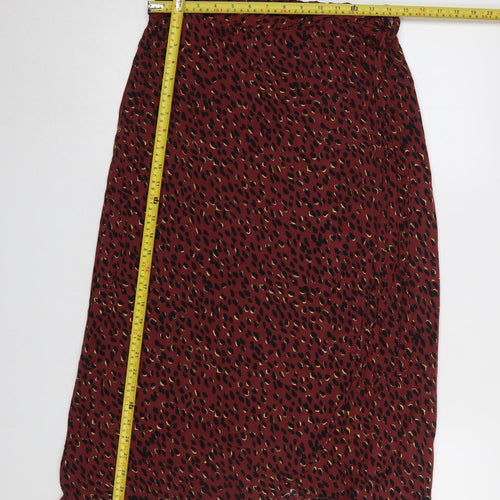 New Look Women’s Red Animal Print Wrap Midi Skirt UK 12