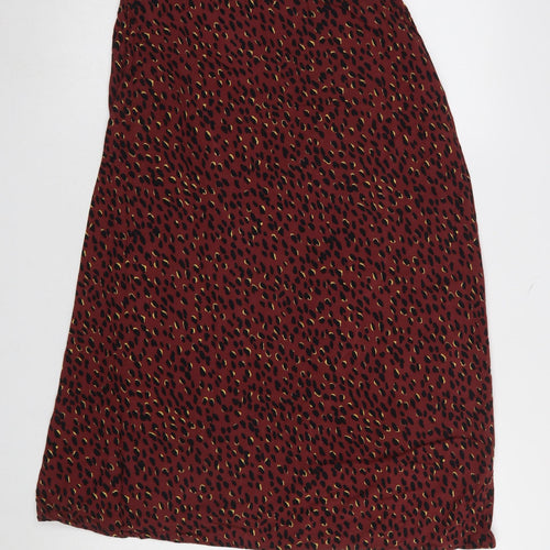 New Look Women’s Red Animal Print Wrap Midi Skirt UK 12