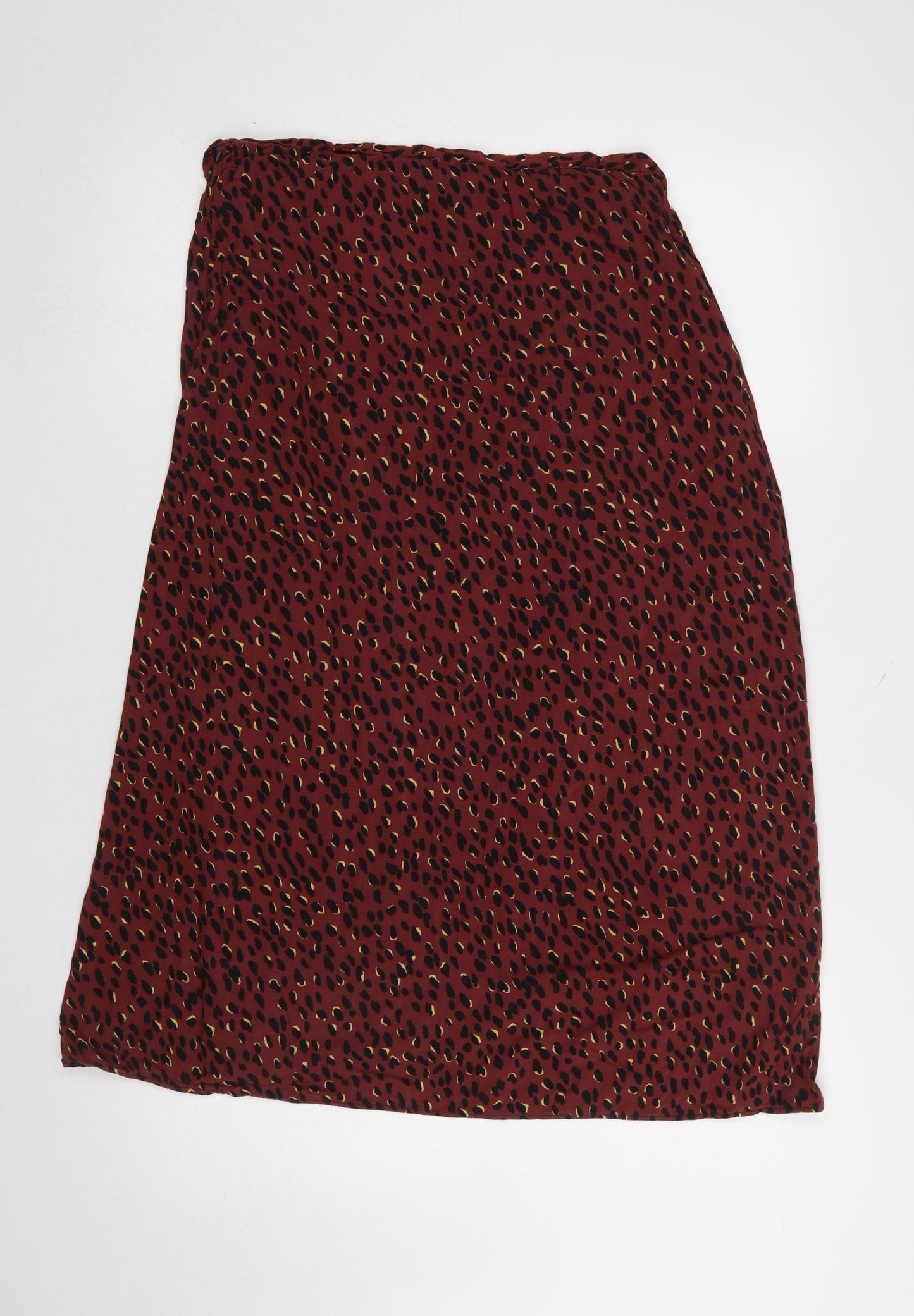 New Look Women’s Red Animal Print Wrap Midi Skirt UK 12